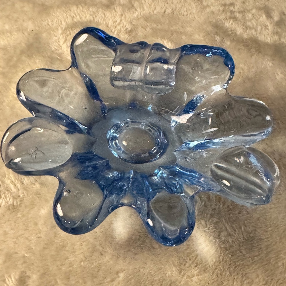 Murano Blue Glass Art Flower Collectible Glass